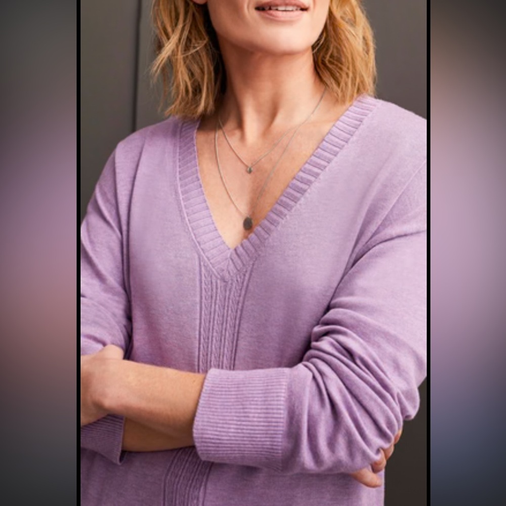 NWT Tribal Women's V-Neck Lavender Sweater Size Medium - Picture 3 of 10